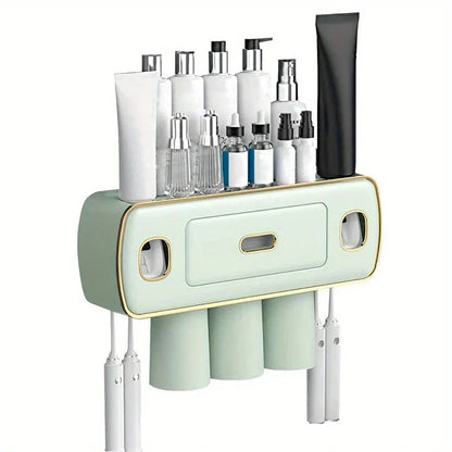 Wall-Mounted Toothbrush and Toothpaste Station