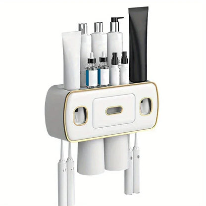 Wall-Mounted Toothbrush and Toothpaste Station
